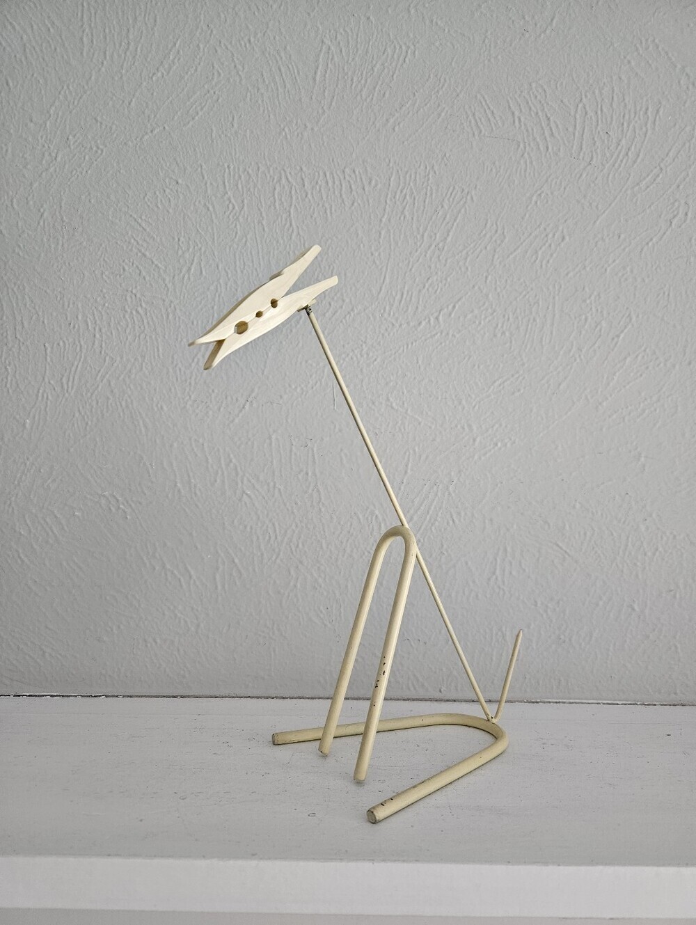 Vintage Mid-Century Metal Wire Stick Dog Receipt Organizer With Clip Head